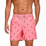 Розовые мужские пляжные шорты с принтом в виде якорей 532545