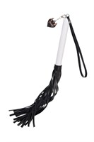 Плеть с белой рукоятью и чёрными хлыстами - 50 см. 532555