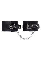 Черные оковы из толстой кожи с люверсами 532556