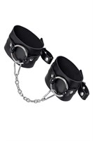 Черные оковы из толстой кожи с люверсами 532556