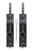 Черные оковы из толстой кожи с люверсами 532556