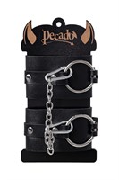 Черные оковы из толстой кожи с люверсами 532556