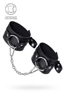 Черные оковы из толстой кожи с люверсами 532556