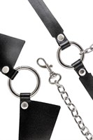 Черная портупея-чокер с поводком и карабином в виде кольца 532557