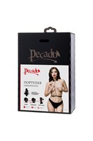 Черная портупея-чокер с поводком и карабином в виде кольца 532557