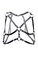 Черная кожаная портупея «Соблазн» с кольцами 532558