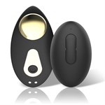 Черный перезаряжаемый вибратор в трусики с пультом ДУ 532619