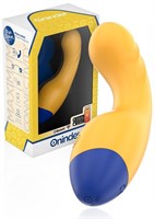 Желтый изогнутый мини-вибратор с управлением через приложение - 14 см. 532624