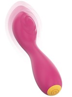 Розовый перезаряжаемый мини-вибратор с режимом постукивания - 12,5 см. 532625