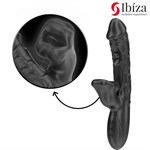 Черный вибратор с режимами колебаний и посасывания - 23,5 см. 532639