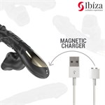 Черный вибратор с режимами колебаний и посасывания - 23,5 см. 532639