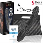 Черный вибратор с режимами колебаний и посасывания - 23,5 см. 532639