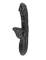 Черный вибратор с режимами колебаний и посасывания - 23,5 см. 532639