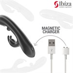 Черный вибратор-кролик с вращающимся шариком - 24,5 см. 532643