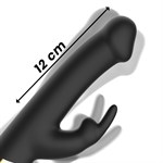 Черный вибратор-кролик с вращением бусин - 22 см. 532647