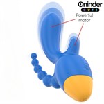 Синий мини-вибратор с анальным хвостом и управлением через приложение - 13 см. 532652