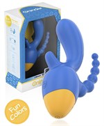 Синий мини-вибратор с анальным хвостом и управлением через приложение - 13 см. 532652