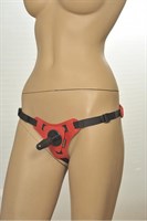 Красно-черные трусики с плугом Kanikule Strap-on Harness Anatomic Thong - фото 52623