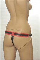 Красно-черные трусики с плугом Kanikule Strap-on Harness Anatomic Thong - фото 52624