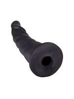 Женский страпон с чёрной насадкой и вагинальной пробкой - 18,5 и 10,5 см. - фото 1335700