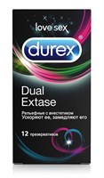 Рельефные презервативы с анестетиком Durex Dual Extase - 12 шт. - фото 1361010