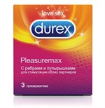 Рельефные презервативы с точками и рёбрами Durex Pleasuremax - 3 шт. - фото 1411399