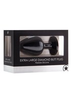 Чёрная анальная пробка Extra Large Diamond Butt Plug - 9,3 см. - фото 135342