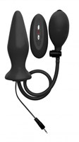 Чёрный анальный стимулятор с функцией расширения и вибрацией Inflatable Vibrating Silicone Plug - 12,2 см. - фото 153267