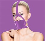 Фиолетовый кожаный кляп Leather Mouth Gag - фото 153312