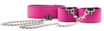 Чёрно-розовый двусторонний ошейник с наручниками Reversible Collar and Wrist Cuffs - фото 153334