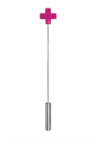 Розовая шлёпалка Leather  Cross Tiped Crop с наконечником-крестом - 56 см. - фото 52850