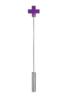 Фиолетовая шлёпалка Leather  Cross Tiped Crop с наконечником-крестом - 56 см. - фото 52856