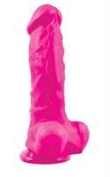 Розовый фаллоимитатор Pleasures Thick 5 Dildo - 18,3 см. - фото 193006