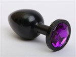 Чёрная анальная пробка с фиолетовым стразом - 7,6 см. - фото 52976