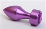 Фиолетовая анальная пробка с широким основанием и фиолетовым кристаллом - 7,8 см. - фото 1394704