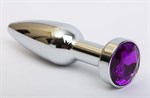 Удлинённая серебристая пробка с фиолетовым кристаллом - 11,2 см. - фото 1417247