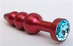 Красная анальная ёлочка с голубым кристаллом - 11,2 см. - фото 1394728