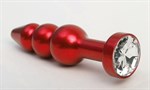 Красная анальная ёлочка с прозрачным кристаллом - 11,2 см. - фото 1394731