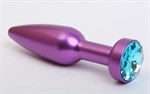 Фиолетовая анальная пробка с голубым стразом - 11,2 см. - фото 1394756