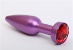 Фиолетовая анальная пробка с красным стразом - 11,2 см. - фото 1394758