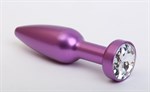 Фиолетовая анальная пробка с прозрачным стразом - 11,2 см. - фото 1394759