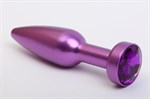 Фиолетовая анальная пробка с фиолетовым стразом - 11,2 см. - фото 1394761