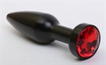 Чёрная удлинённая пробка с красным кристаллом - 11,2 см. - фото 1394764