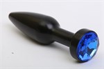 Чёрная удлинённая пробка с синим кристаллом - 11,2 см. - фото 1394767