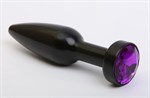 Чёрная удлинённая пробка с фиолетовым кристаллом - 11,2 см. - фото 1394768