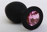 Чёрная силиконовая пробка с розовым стразом - 8,2 см. - фото 1394773