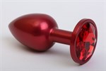 Красная анальная пробка с красным стразом - 7,6 см. - фото 1394875