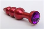 Красная анальная ёлочка с фиолетовым кристаллом - 11,2 см. - фото 1422881