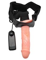Универсальный телесный страпон с мини-вагиной и вибрацией - 19,5 см. - фото 154218