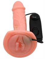 Универсальный телесный страпон с мини-вагиной и вибрацией - 19,5 см. - фото 154219